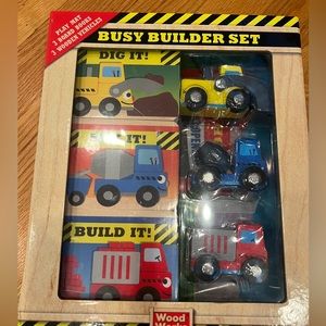 Wood busy builder set cars
